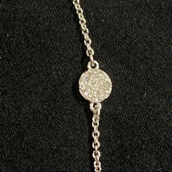 KATE SPADE North Court Pavé Crystals Disc LONG STATION NECKLACE in SILVER! NWT - Picture 3 of 4